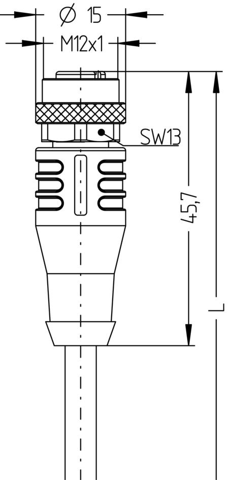 M12, 母头, 直型, 4针脚, D-编码, 屏蔽, 铁路认证