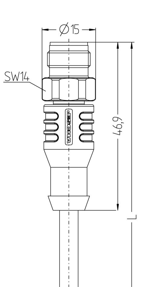 M12, Buchse, gewinkelt, 4-polig, M12, Stecker, gerade, 4-polig, Edelstahl, Sensor-/Aktorleitung