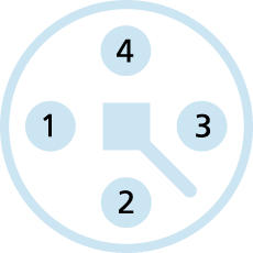 H-splitter, M12, male, straight, 4 poles, T-coded, M12, female, straight, 4 poles, T-coded, POWER