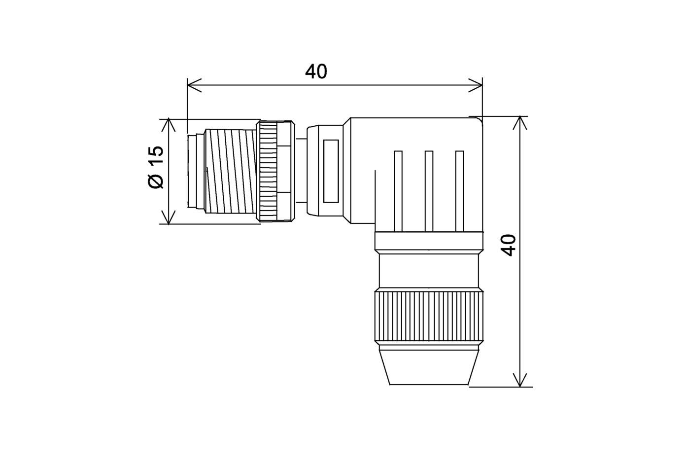 现场接线, M12, 公头, 弯型, 4针脚, 绝缘层剥离连接, 32V 4A