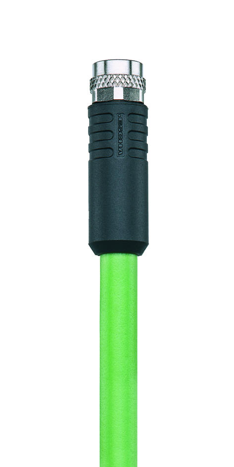 M8, Buchse, gerade, 4-polig, D-codiert, M8, Stecker, gerade, 4-polig, D-codiert, geschirmt, Industrial Ethernet